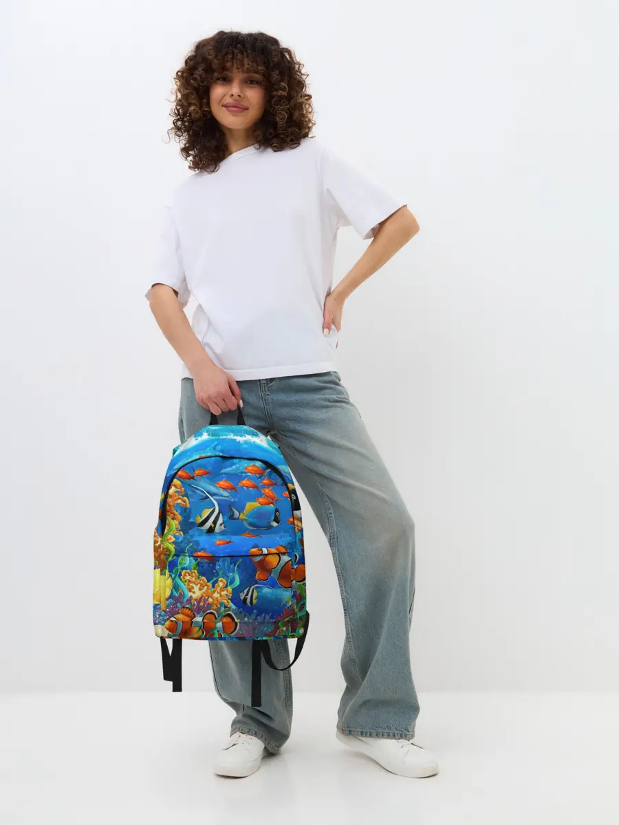 Рюкзак джинсовый / Коралловые рыбки