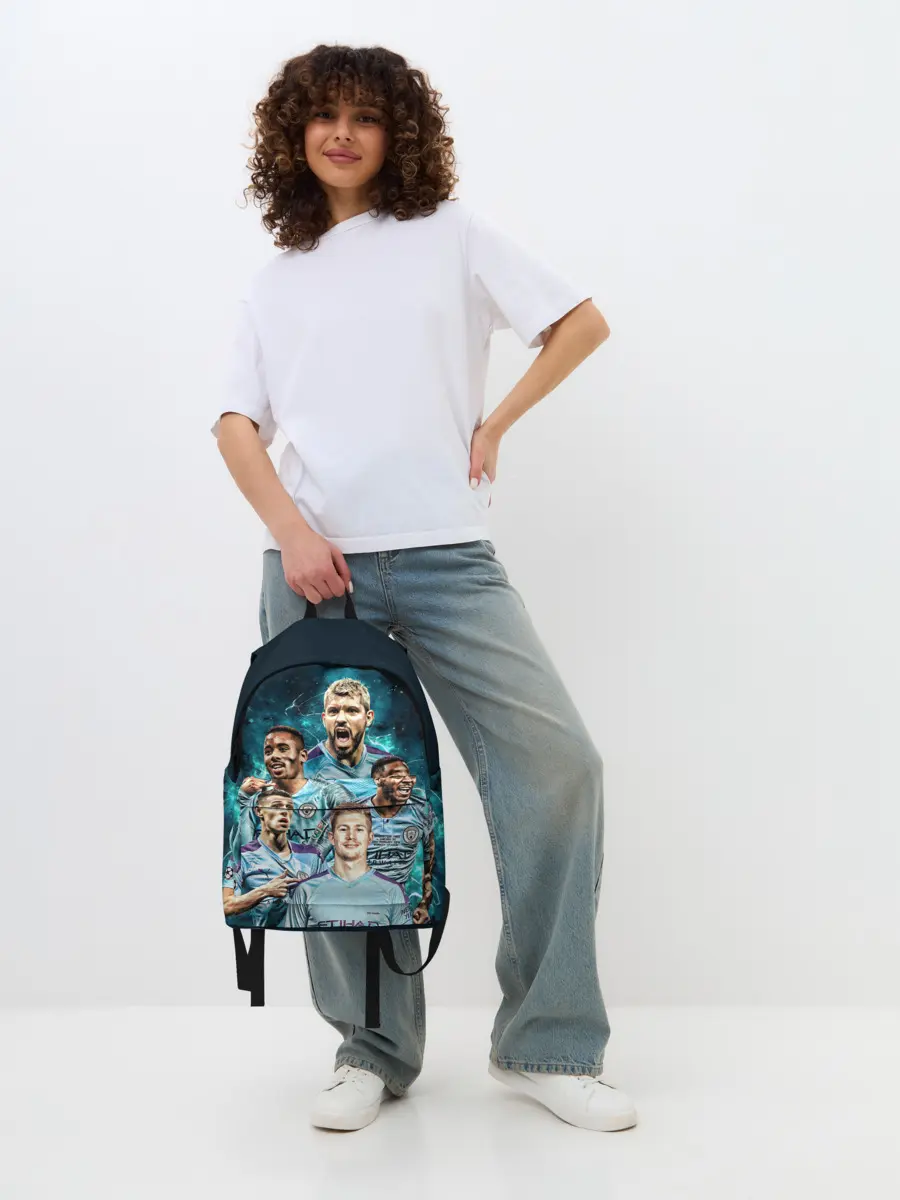 Рюкзак джинсовый / Манчестер Сити Серхио Агуэро