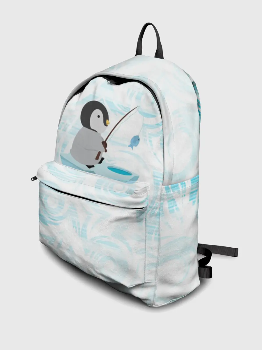 Рюкзак джинсовый / Пингвин рыбачит