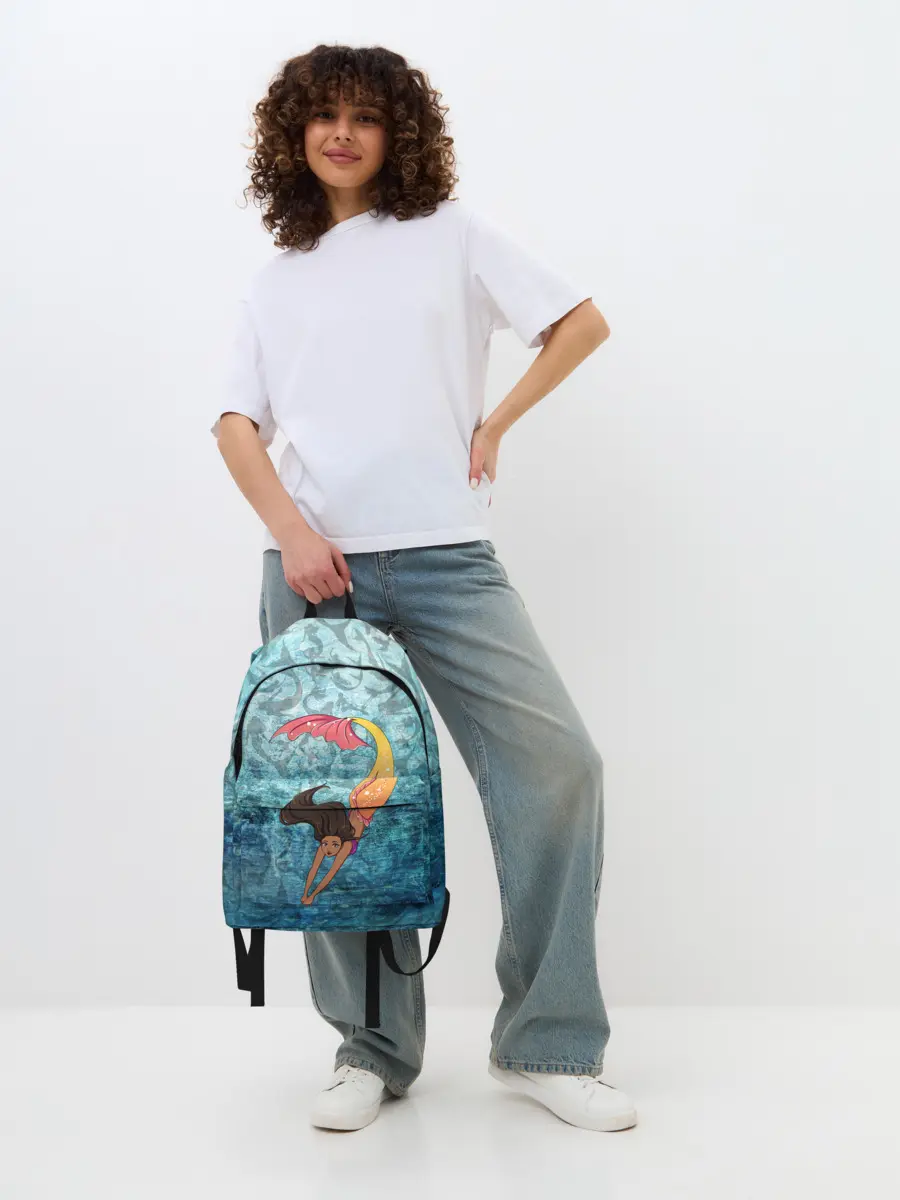 Рюкзак джинсовый / Русалка | Подводный мир