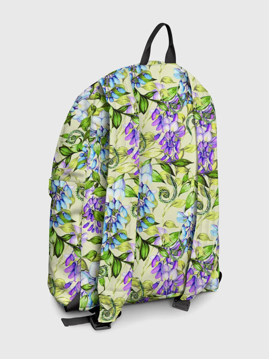 Рюкзак джинсовый / Глициния на бежевом фоне