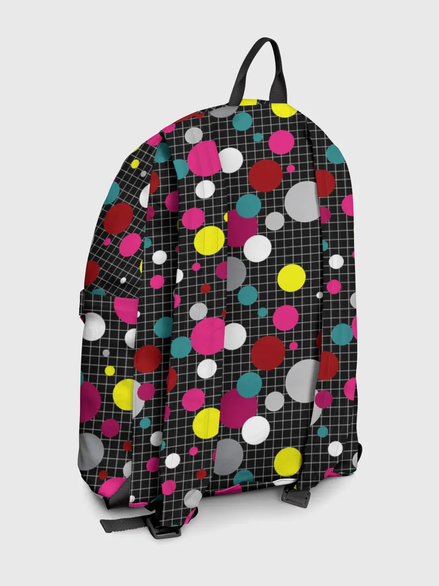 Рюкзак джинсовый / Разноцветный горох на черном