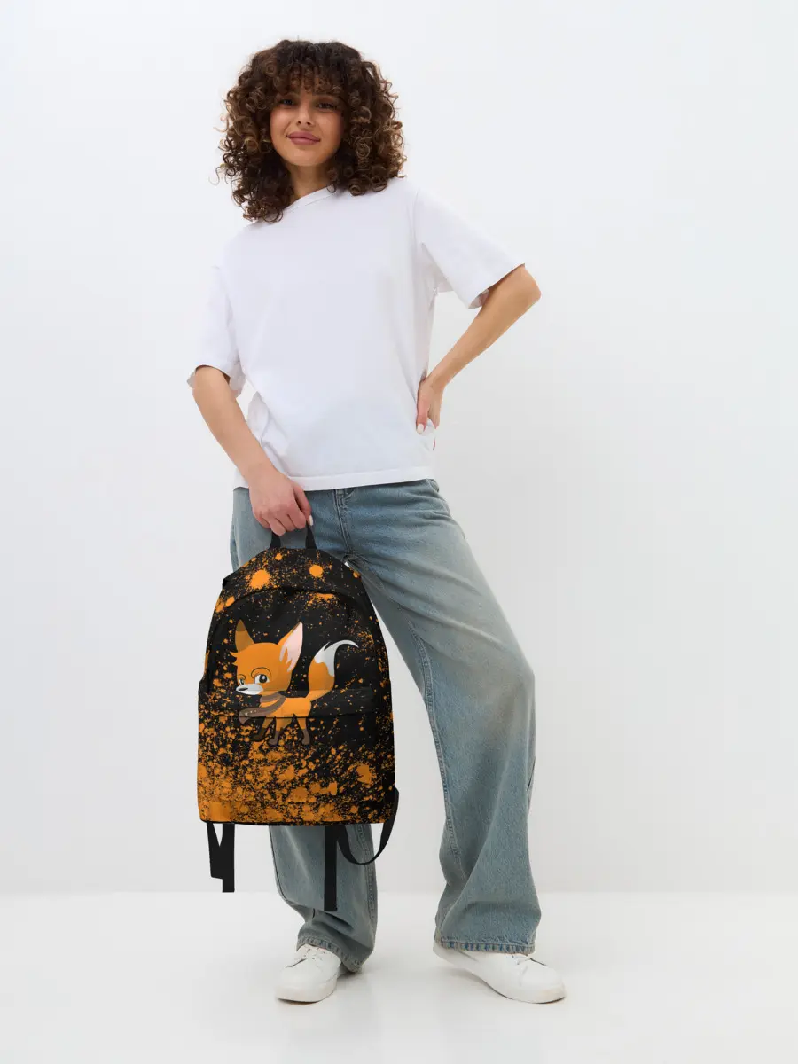 Рюкзак джинсовый / Лиса - В Шарфике - Взрыв