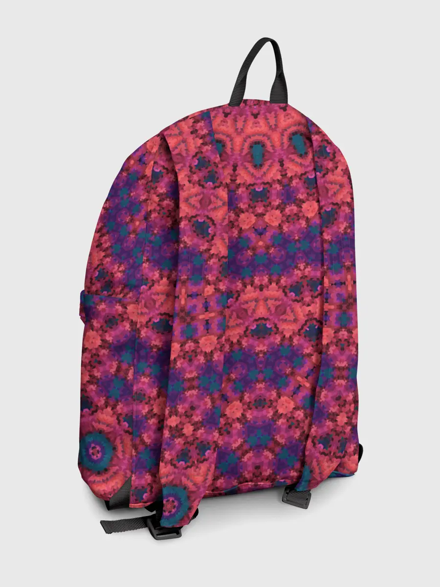 Рюкзак джинсовый / Круглый красный орнамент