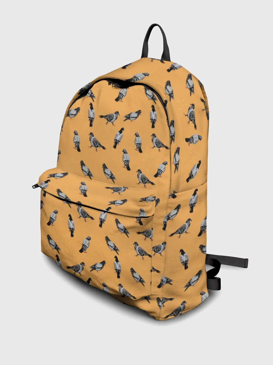 Рюкзак джинсовый / Голуби паттерн на желтом