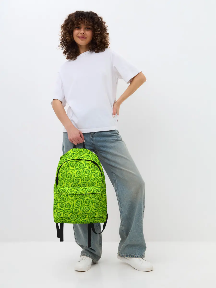 Рюкзак джинсовый / Неоновый цветочный узор