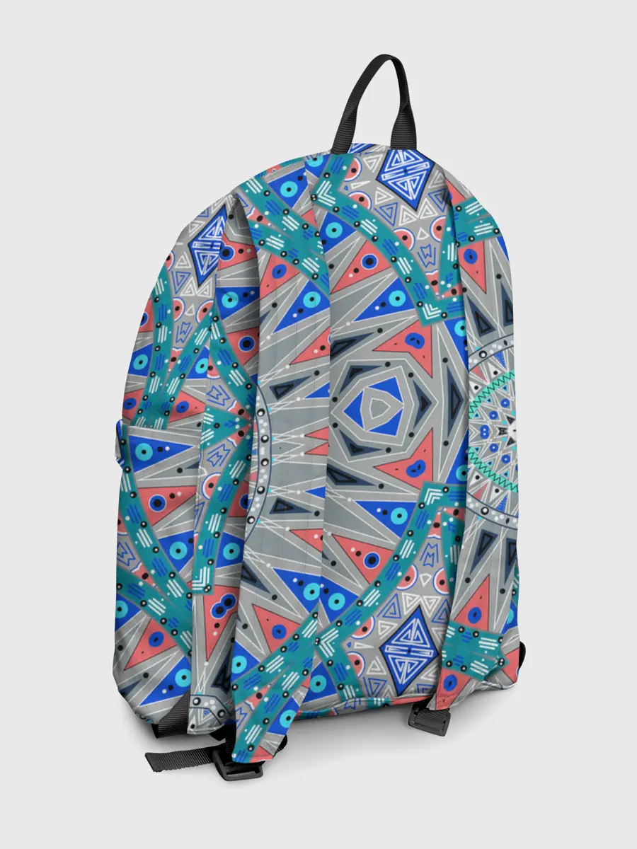 Рюкзак джинсовый / Серо-синий абстрактный узор