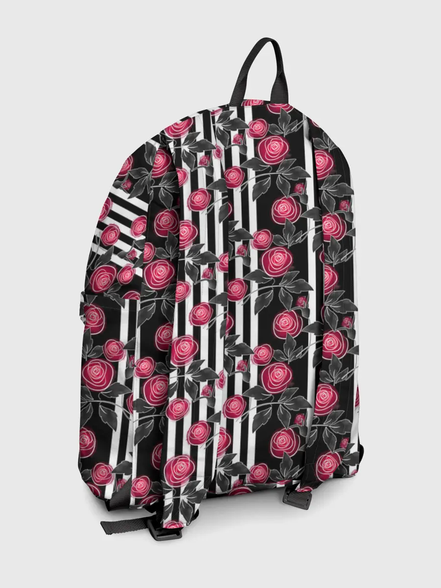 Рюкзак джинсовый / акварельные розы на полосатом