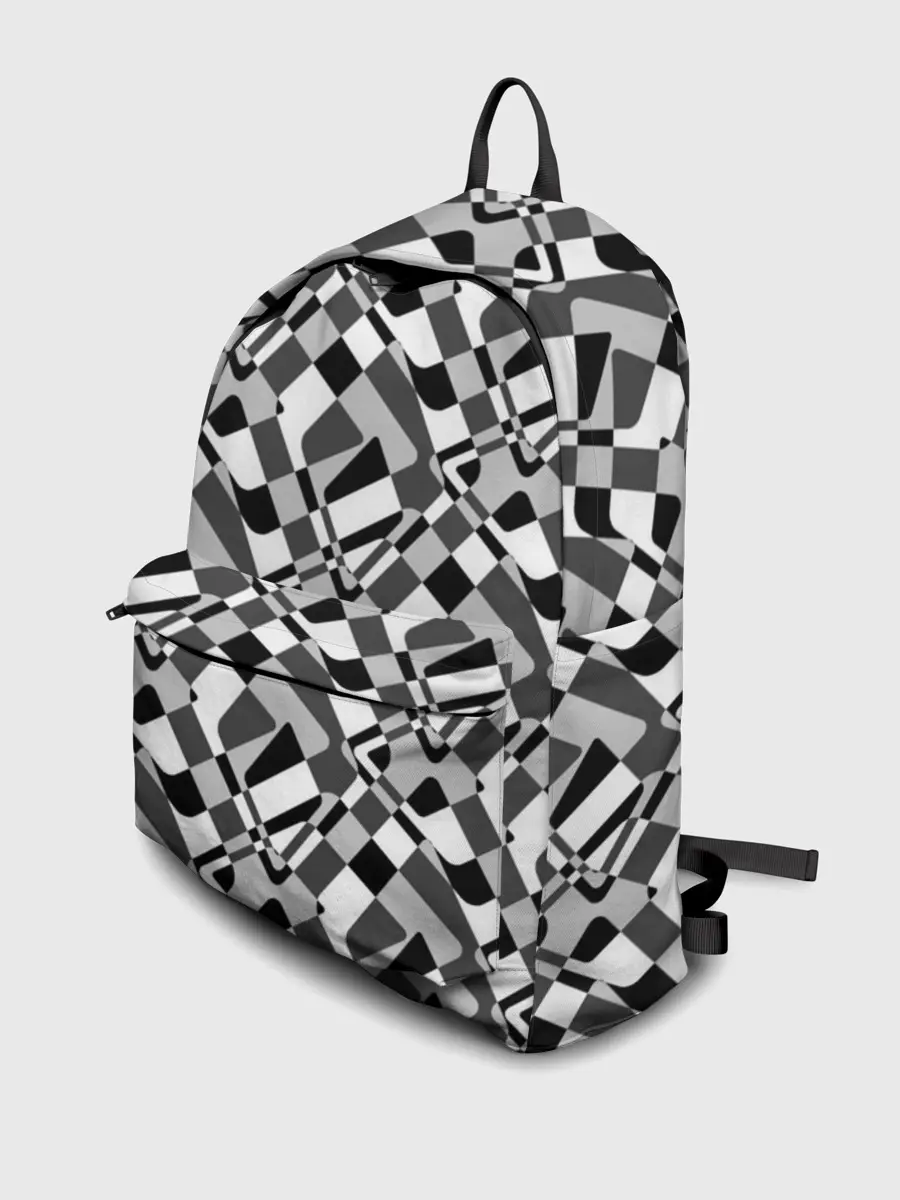 Рюкзак джинсовый / Черно-белый абстрактный узор