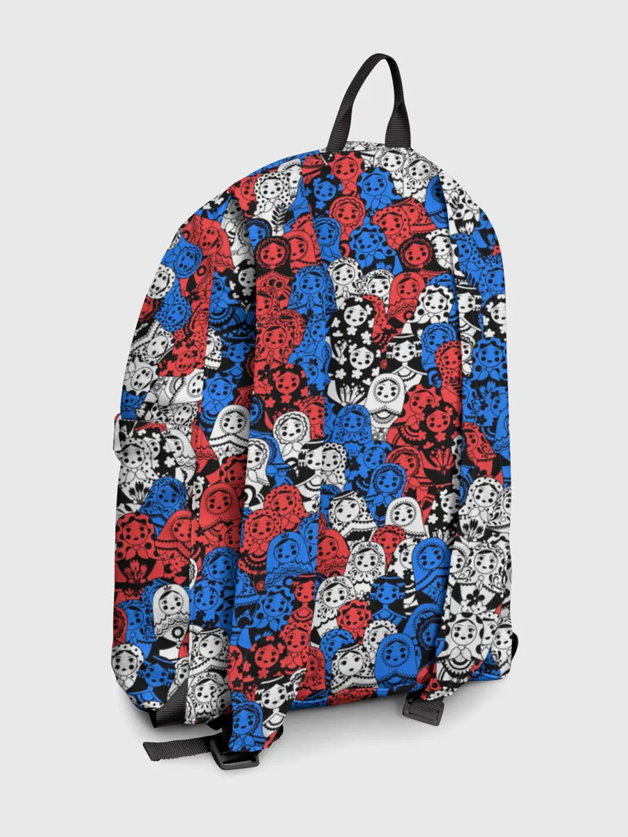 Рюкзак джинсовый / Бело-сине-красные матрёшки