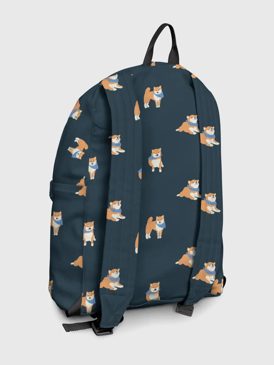 Рюкзак джинсовый / Шиба ину паттерн