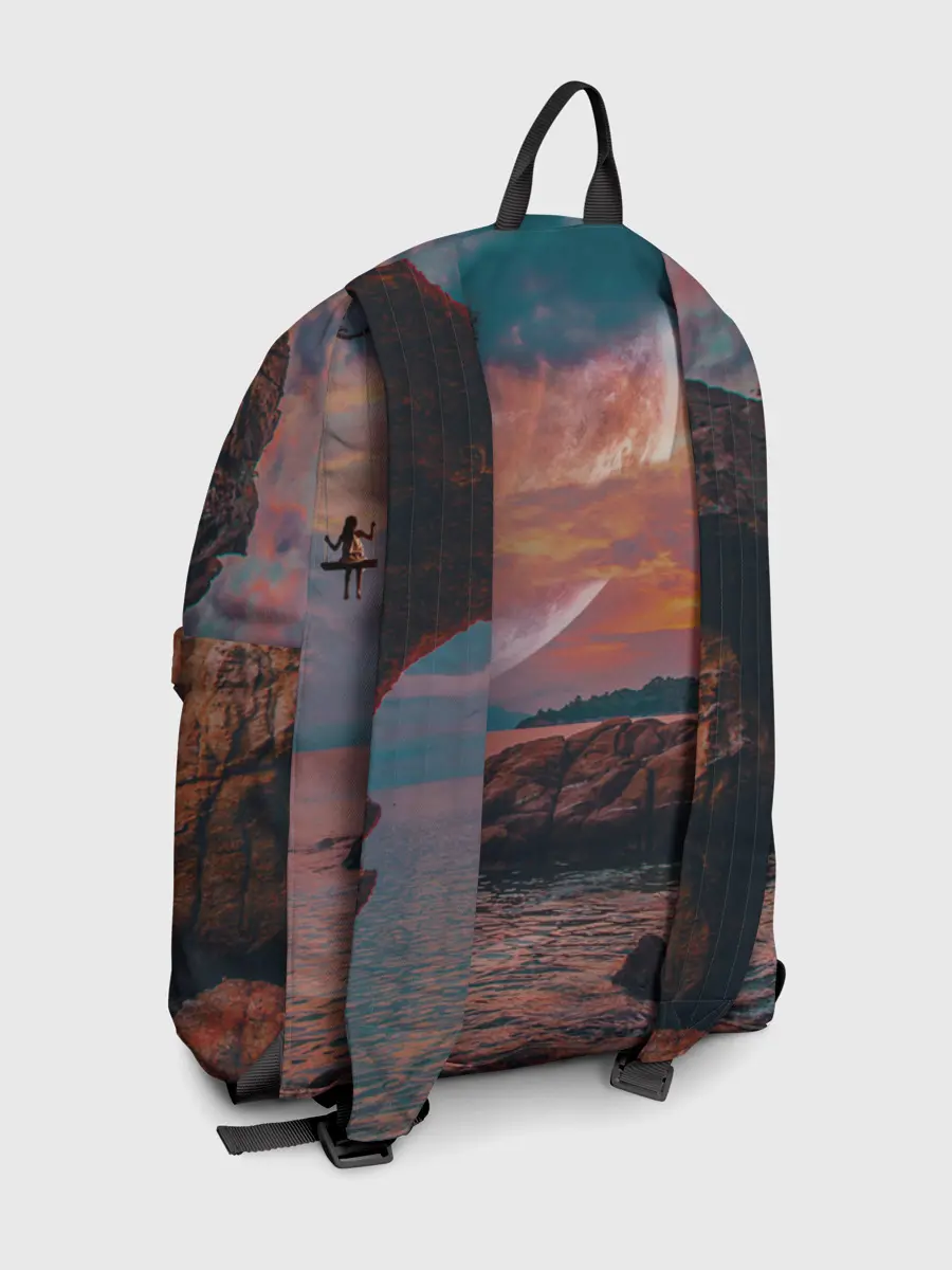 Рюкзак джинсовый / закат на качелях