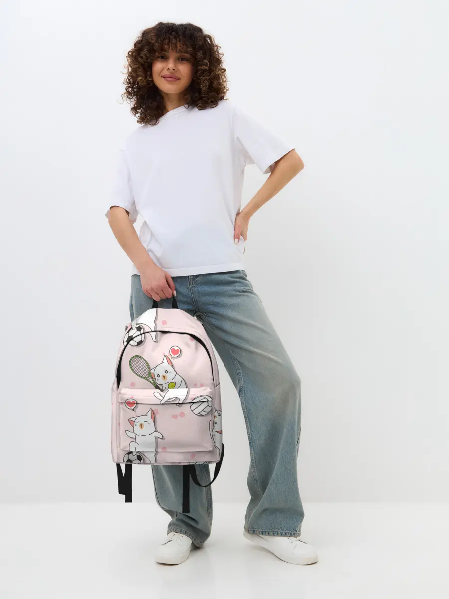 Рюкзак джинсовый / Спортивные котики | Мяу спорт