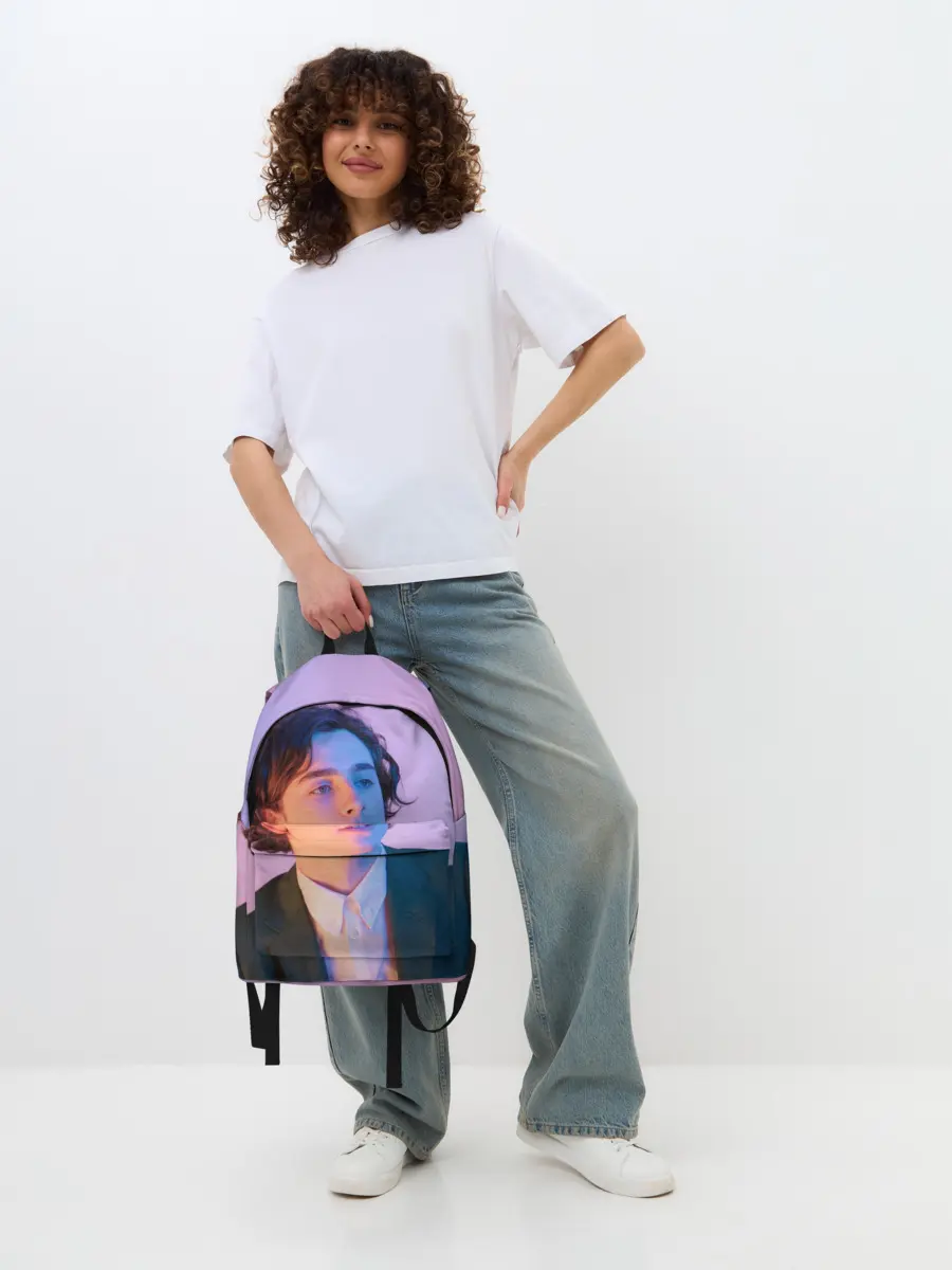 Рюкзак джинсовый / Timothee Chalamet розовый градиент