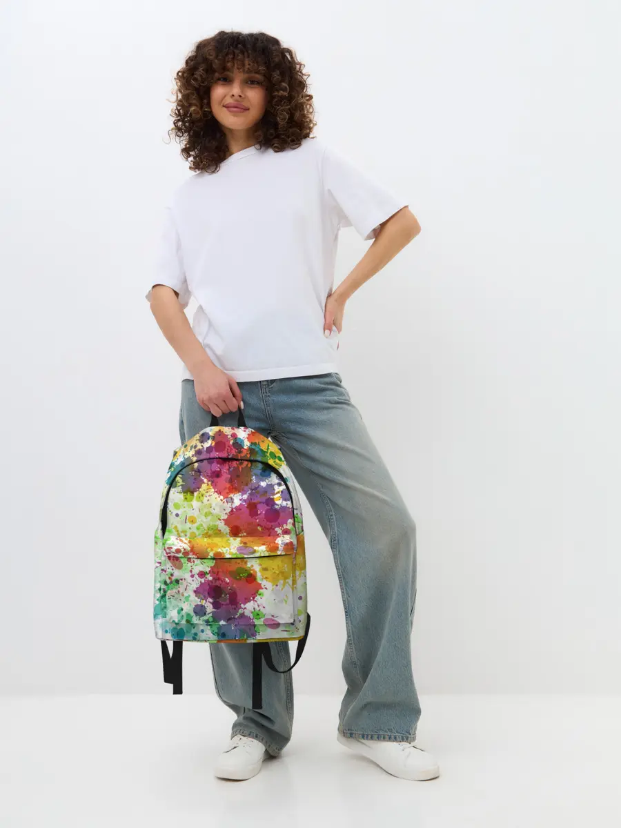 Рюкзак джинсовый / Красно-жёлтые пятна