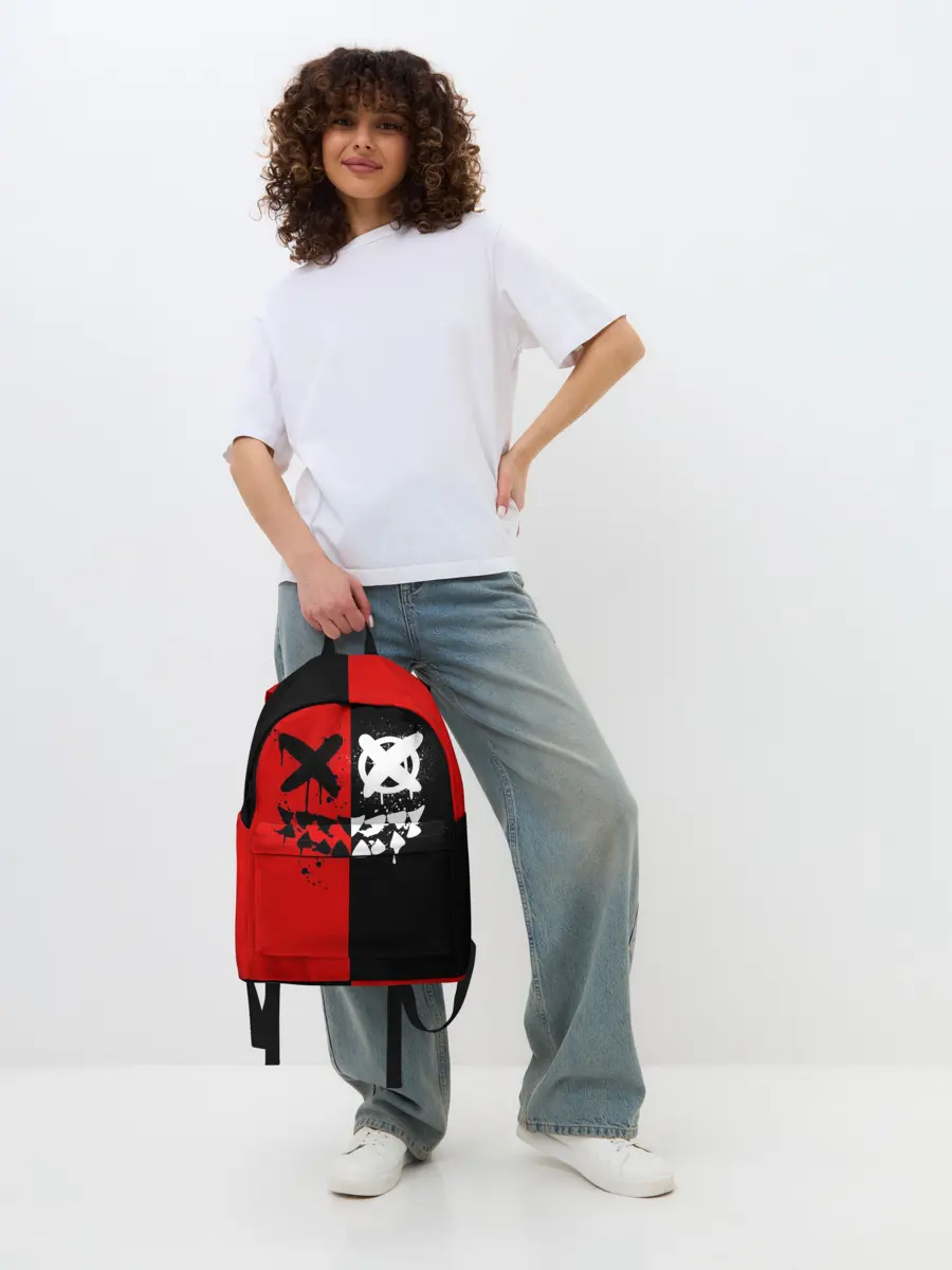 Рюкзак джинсовый / Smail Black and red