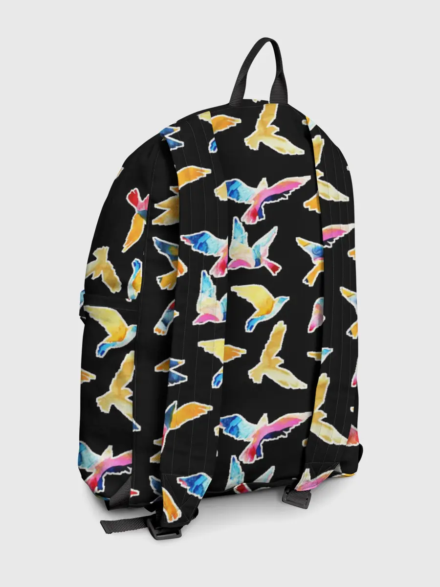 Рюкзак джинсовый / акварельные птицы