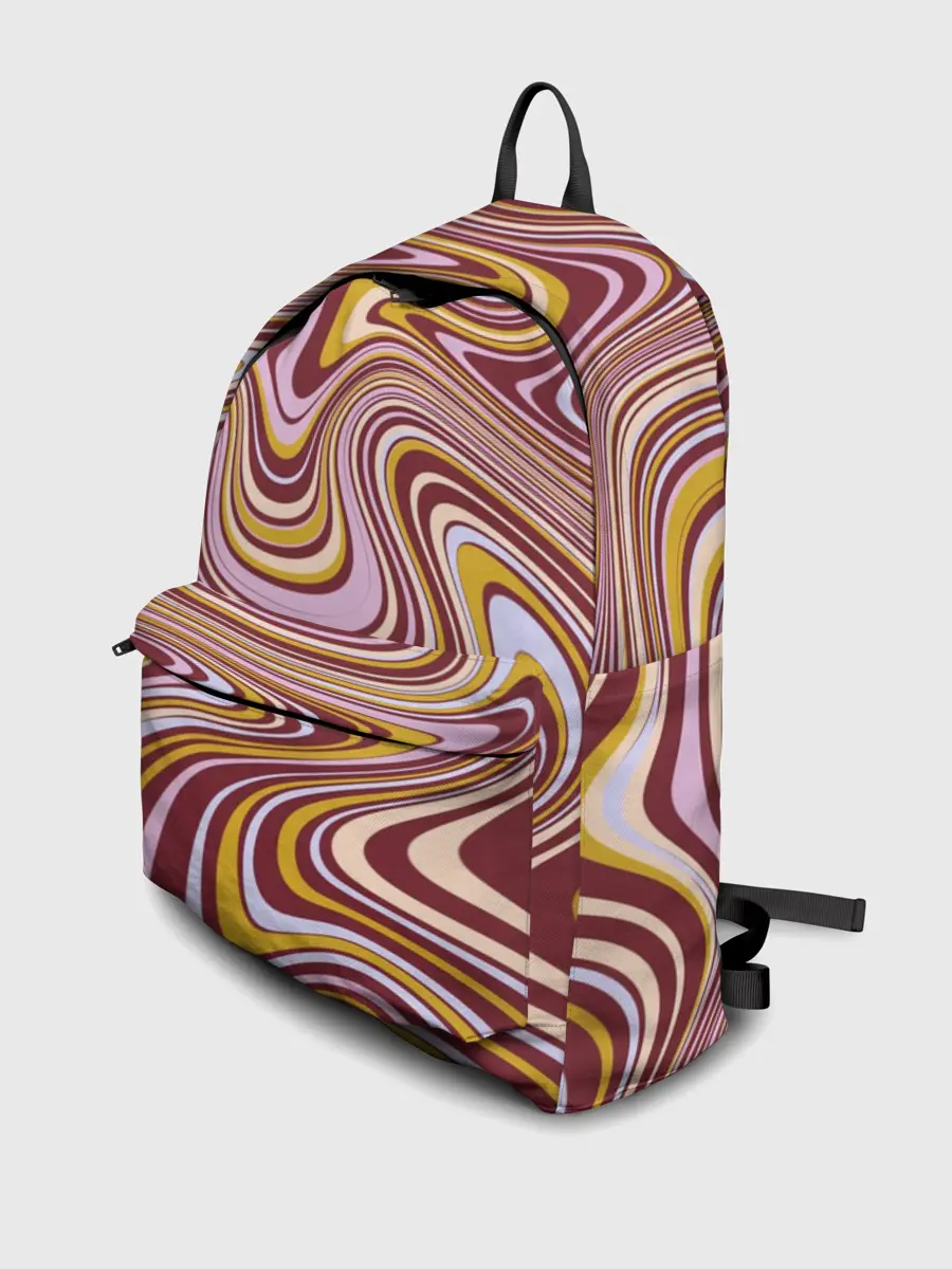 Рюкзак джинсовый / Красно-золотые разводы красок паттерн