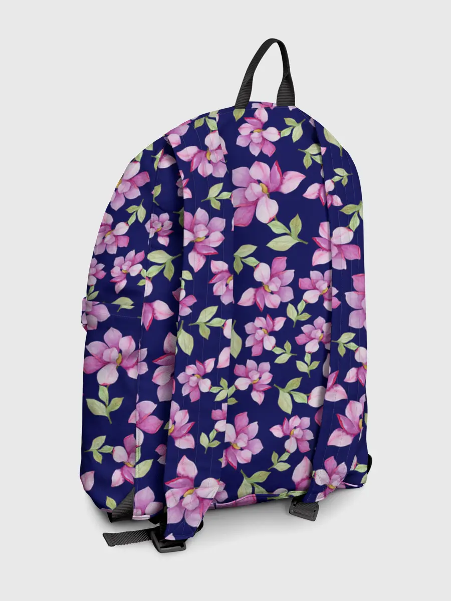 Рюкзак джинсовый / Акварельные цветы Магнолии