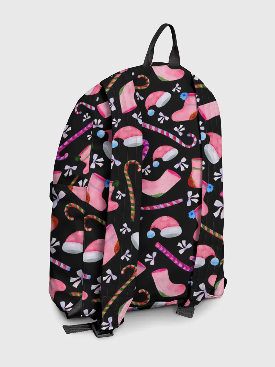 Рюкзак джинсовый / Новогодняя ночь, акварельный узор