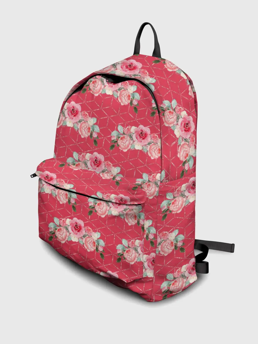 Рюкзак джинсовый / Красные розы паттерн