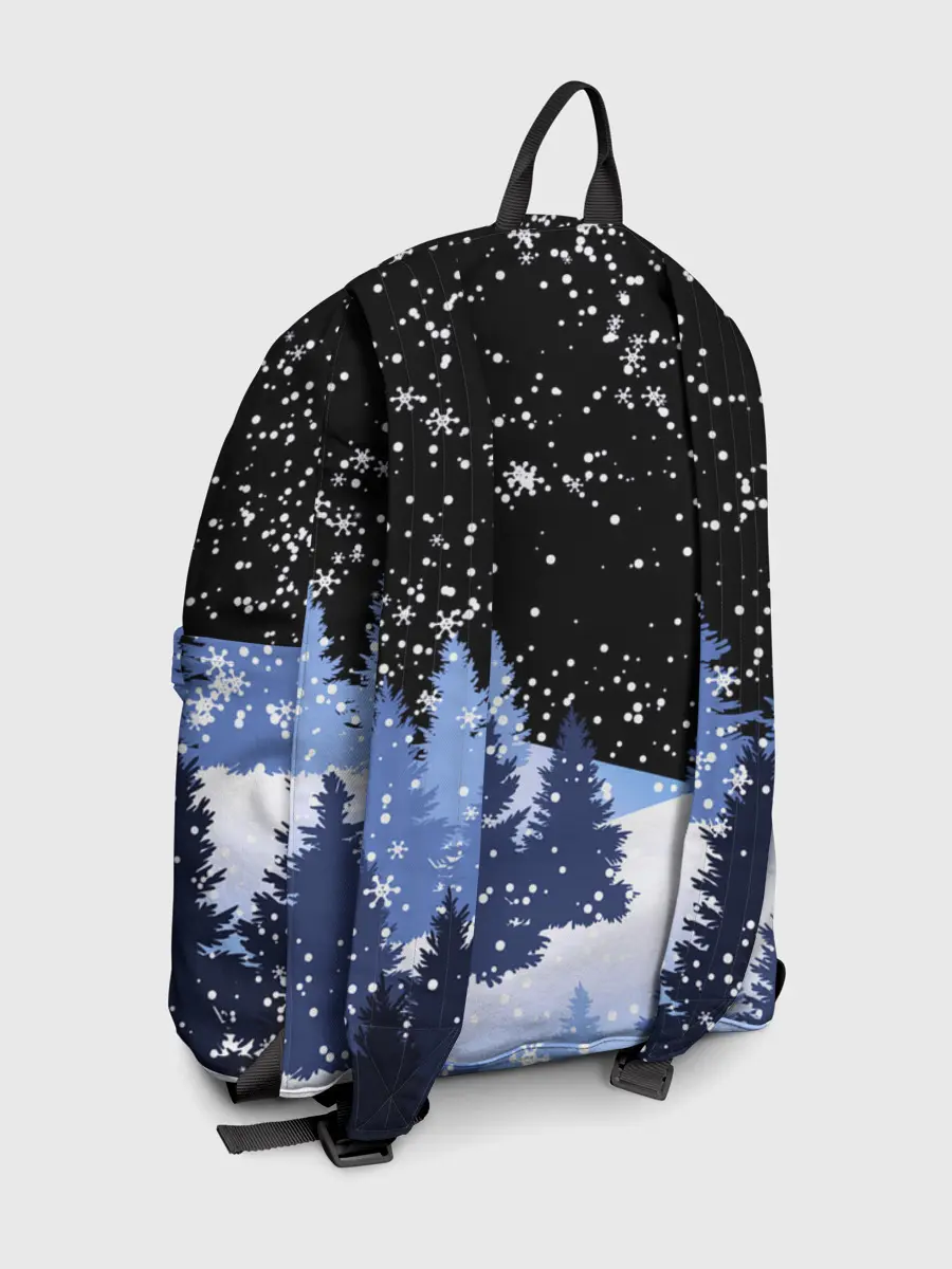 Рюкзак джинсовый / Снежная ночь в зимнем лесу
