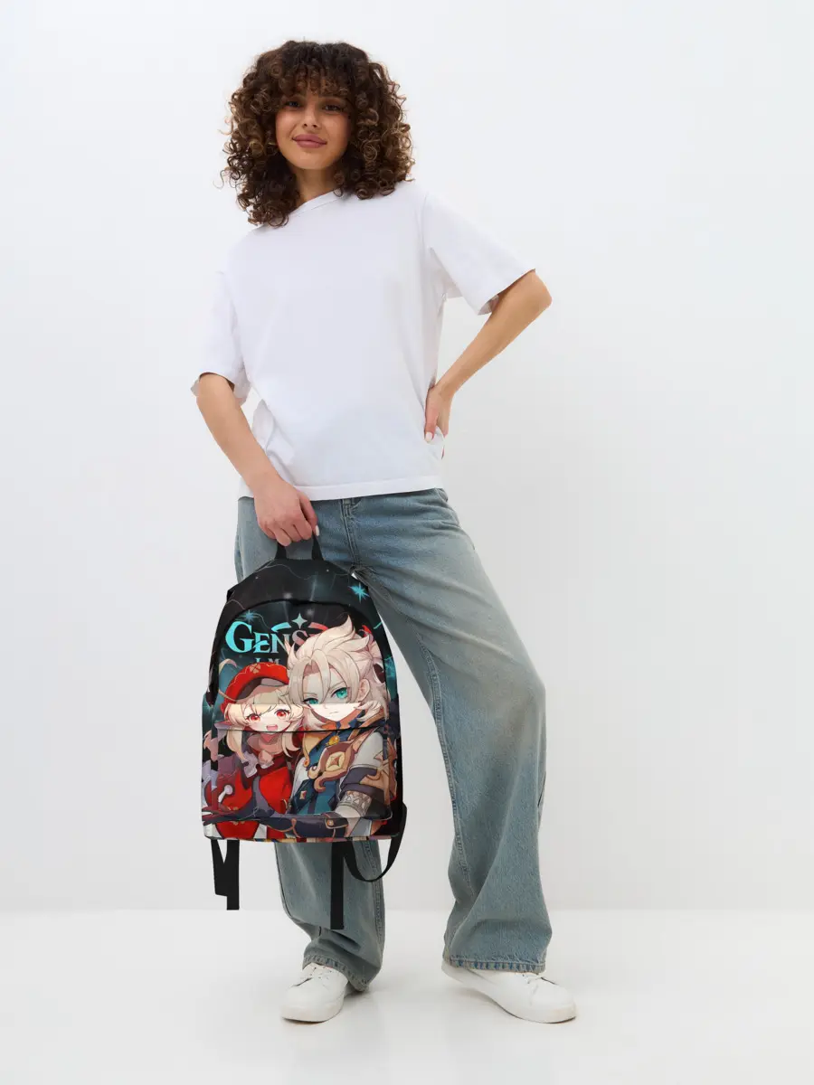 Рюкзак джинсовый / Альбедо и Кли, Genshin Impact