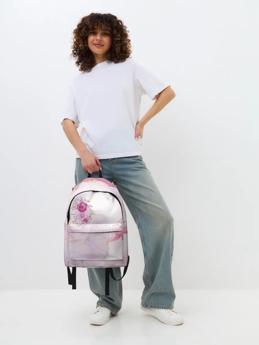 Рюкзак джинсовый / Цветы роспись акварелью