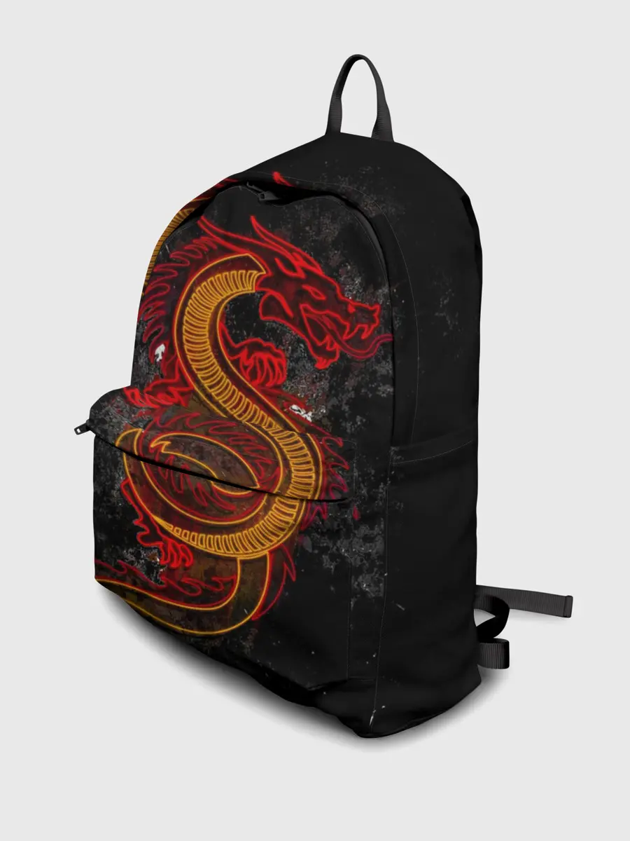 Рюкзак джинсовый / НЕОНОВЫЙ ДРАКОН, 3d