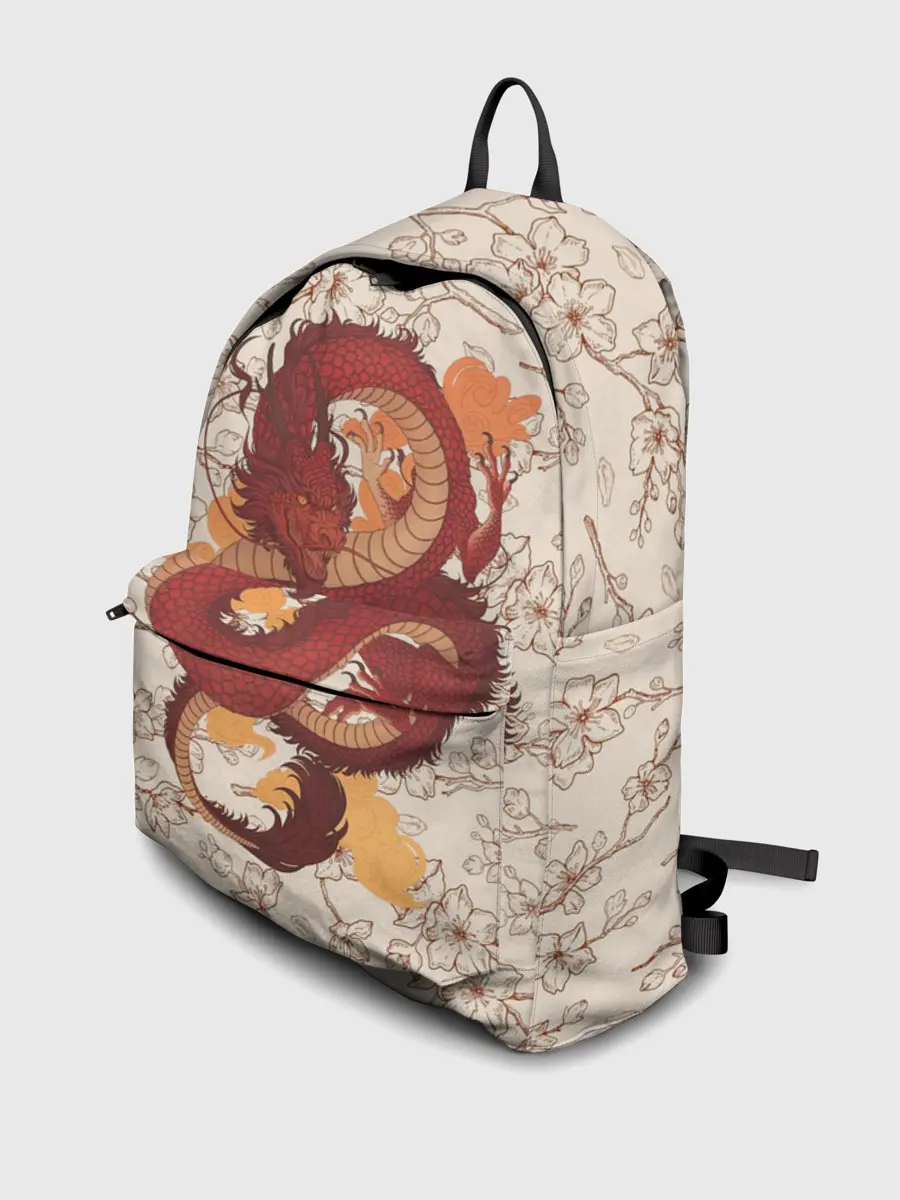 Рюкзак джинсовый / Китайский Дракон и Сакура