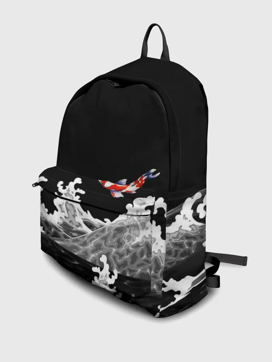 Рюкзак джинсовый / Карп Кои Волна Япония Рыба