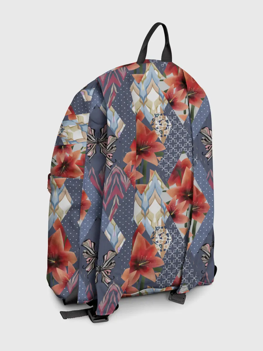 Рюкзак джинсовый / Оранжево-серый пэчворк