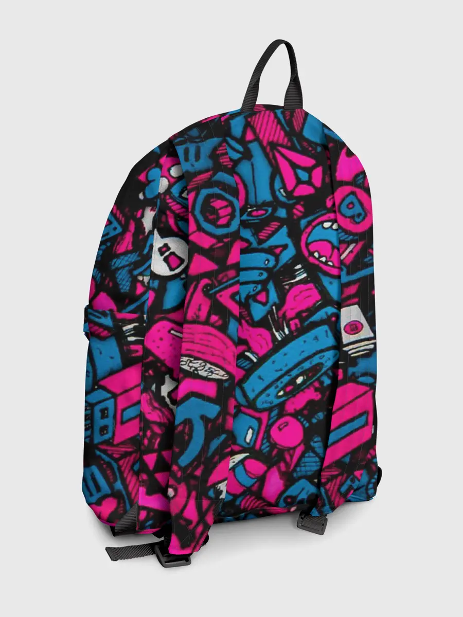 Рюкзак джинсовый / Мультяшные кислотные картинки