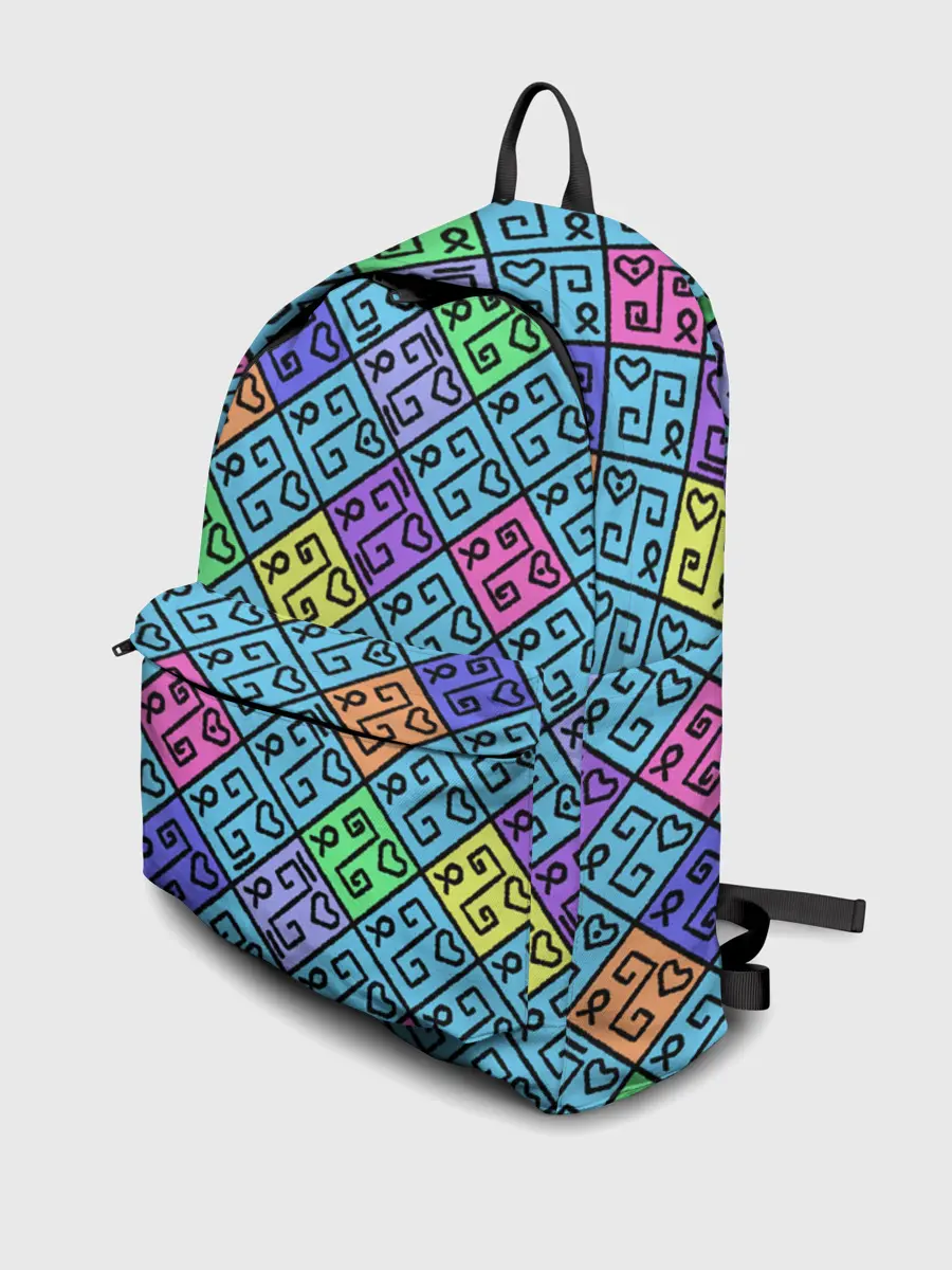 Рюкзак джинсовый / Неоновый яркий абстрактный узо