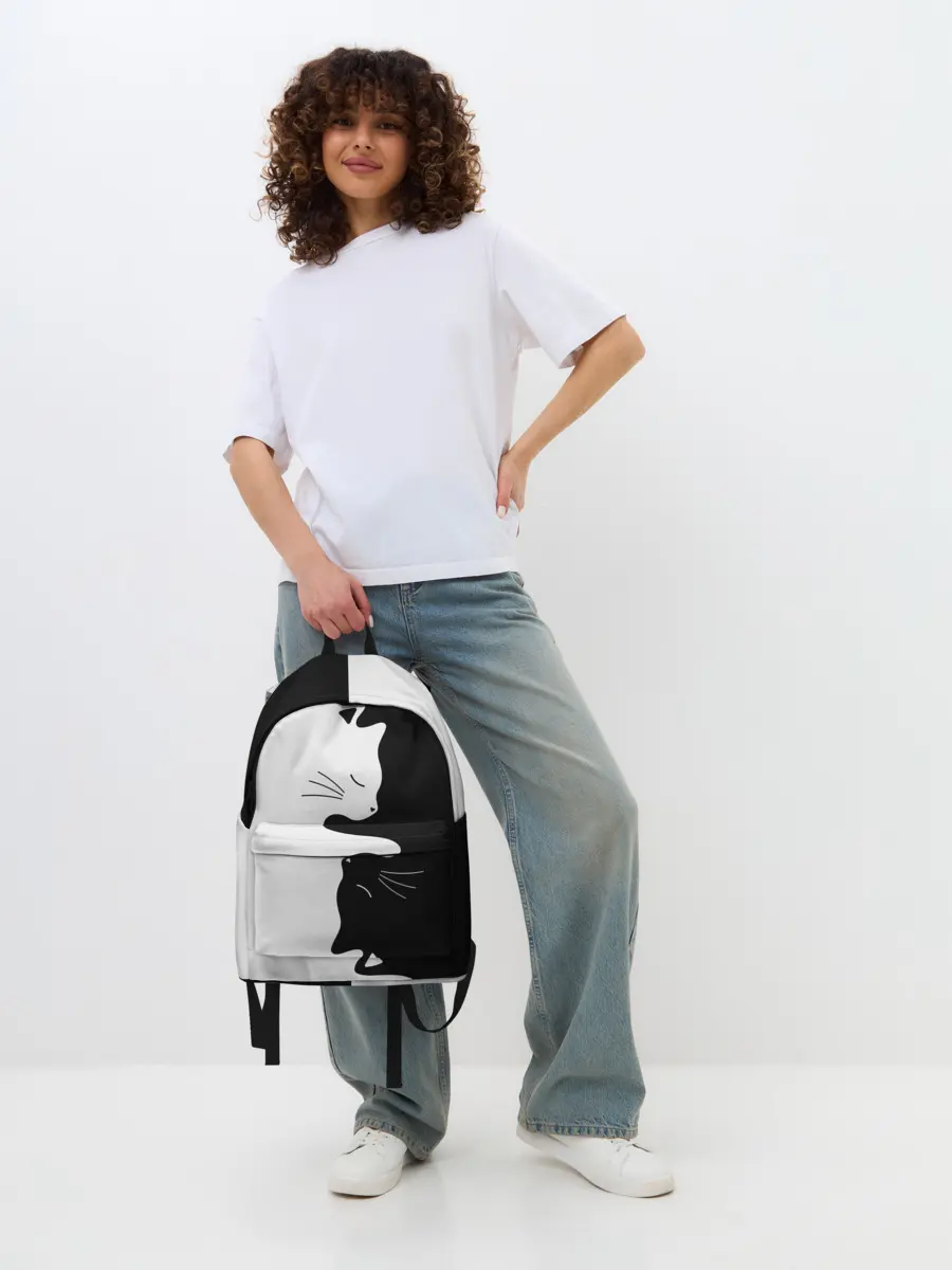 Рюкзак джинсовый / Коты инь янь