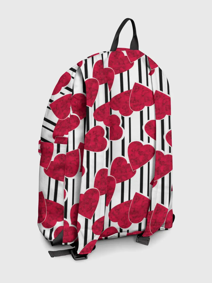 Рюкзак джинсовый / Полосатый узор сердце