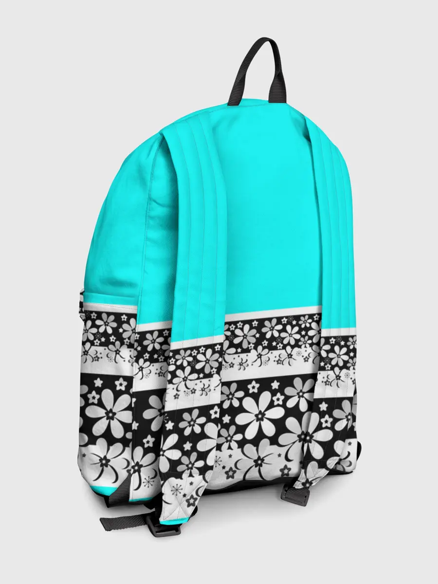 Рюкзак джинсовый / Цветочный бирюзовый узор