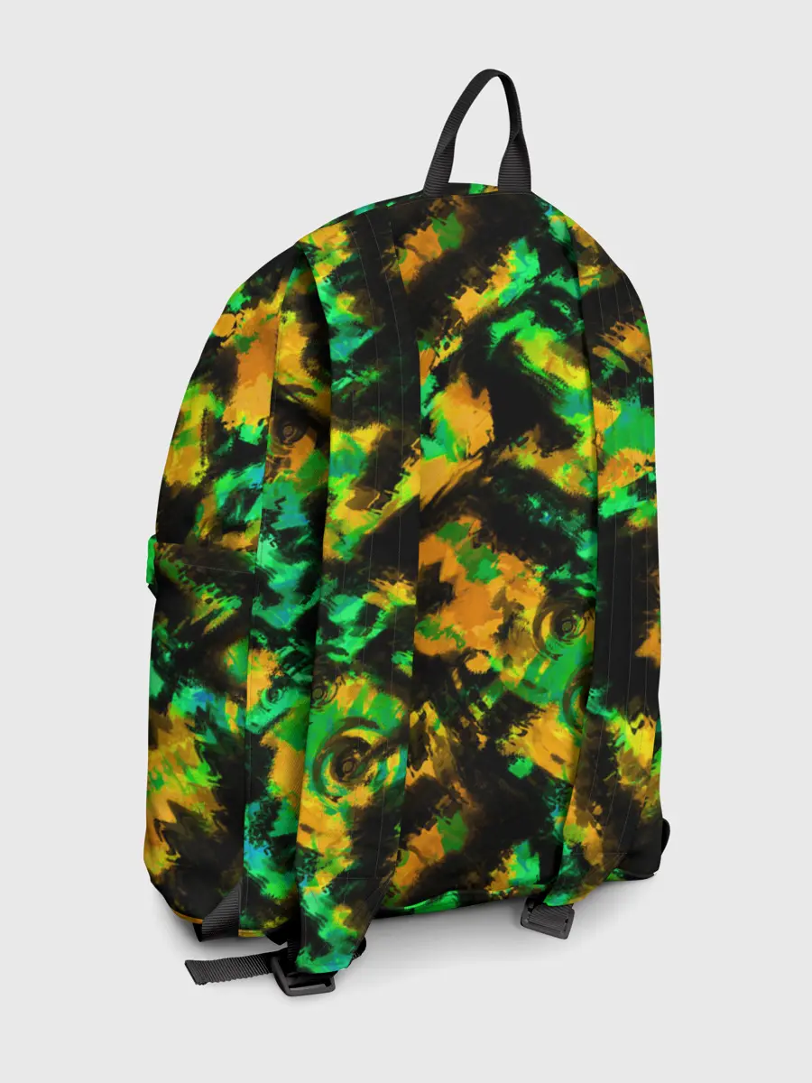 Рюкзак джинсовый / Абстрактный желто-зеленый узор