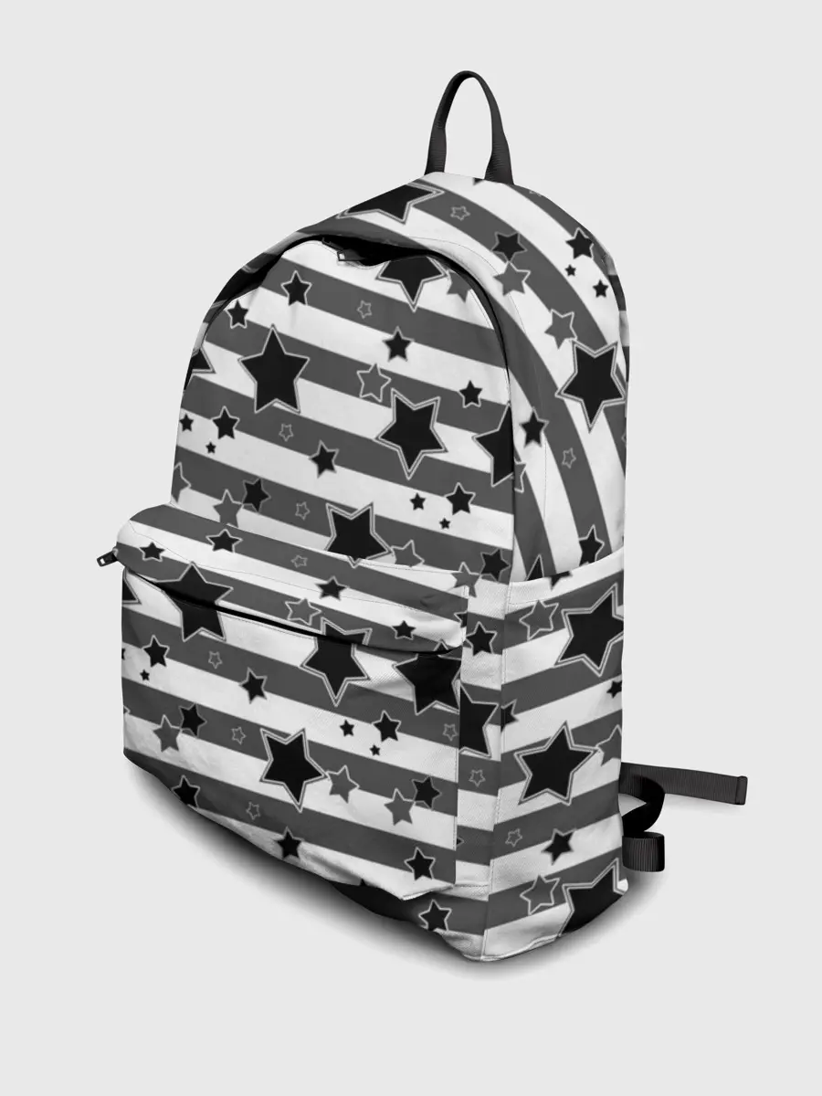 Рюкзак джинсовый / Черно-белый полосатый узор