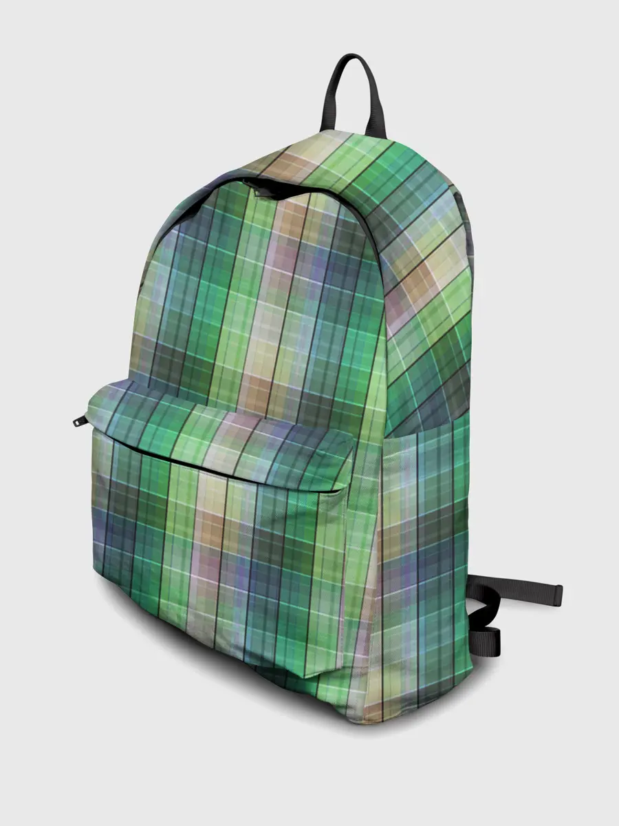 Рюкзак джинсовый / Зеленый клетчатый узор