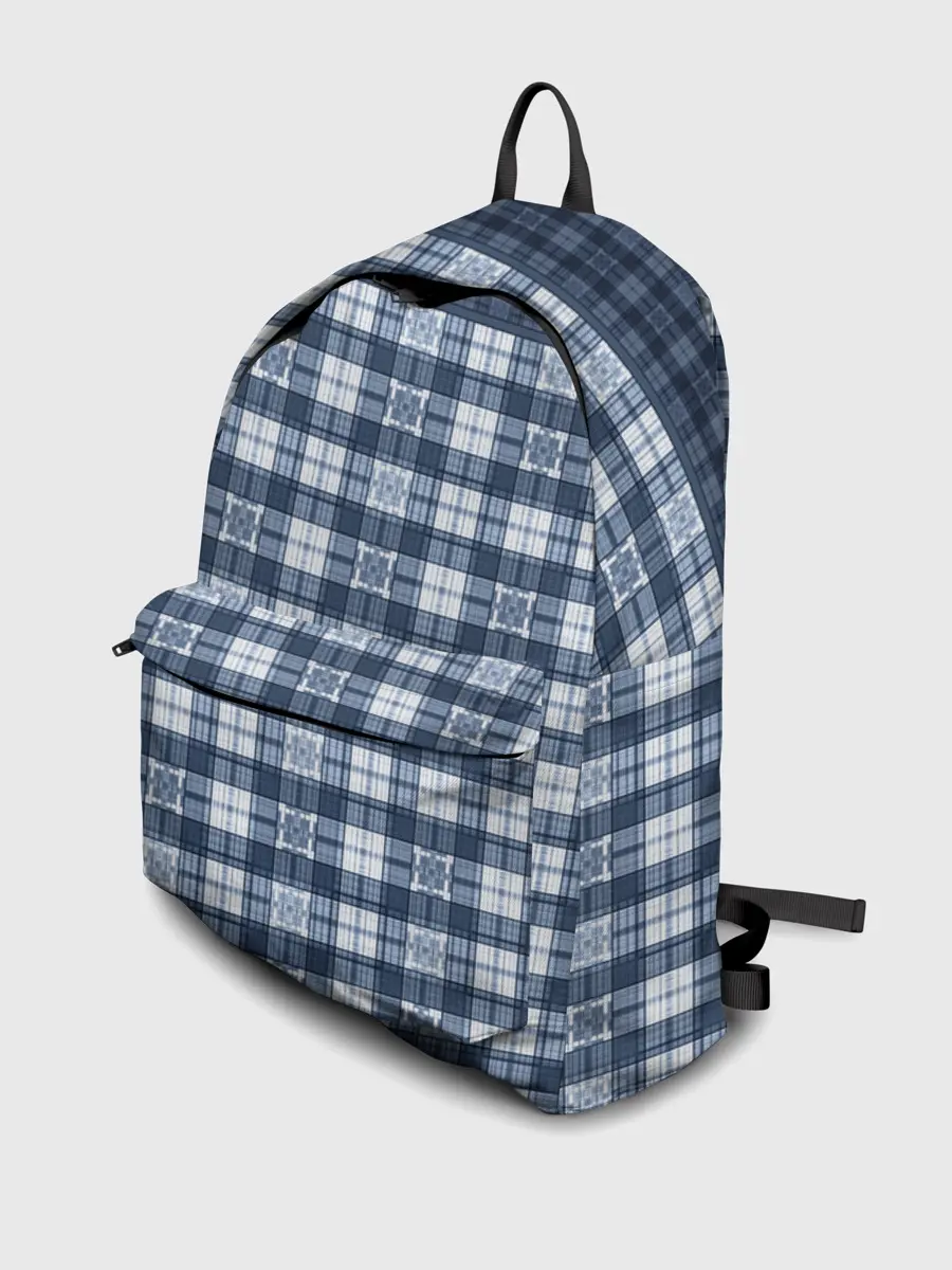 Рюкзак джинсовый / Синий узор в клетку