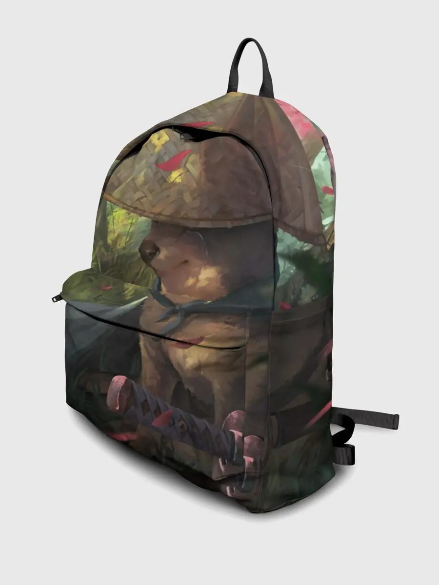 Рюкзак джинсовый / Собака Самурай плачет мем