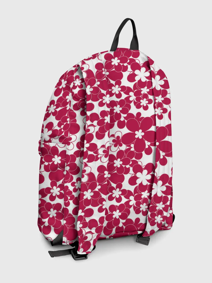 Рюкзак джинсовый / Бело-красный цветочный