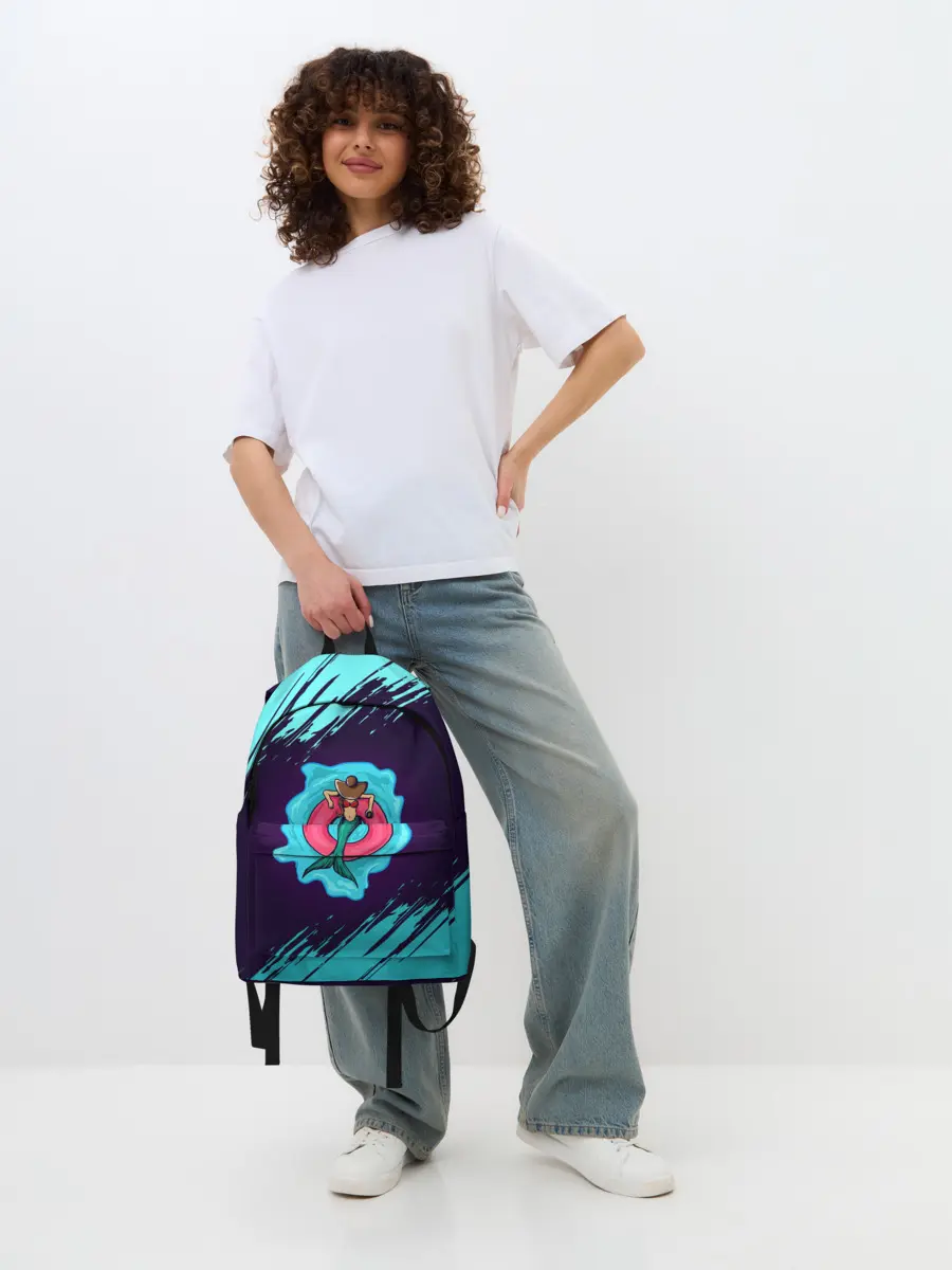 Рюкзак джинсовый / Русалка на отдыхе | Mermaid