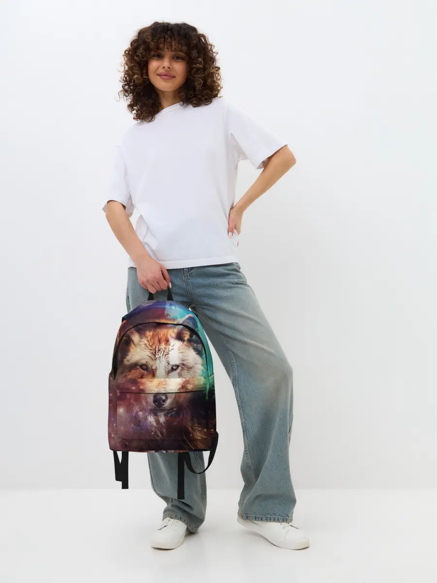 Рюкзак джинсовый / Красивый волк