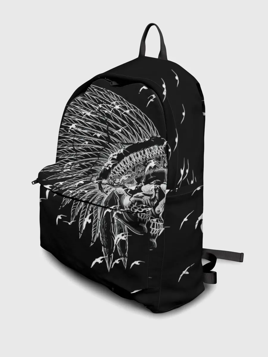 Рюкзак джинсовый / Череп Индейца Перья