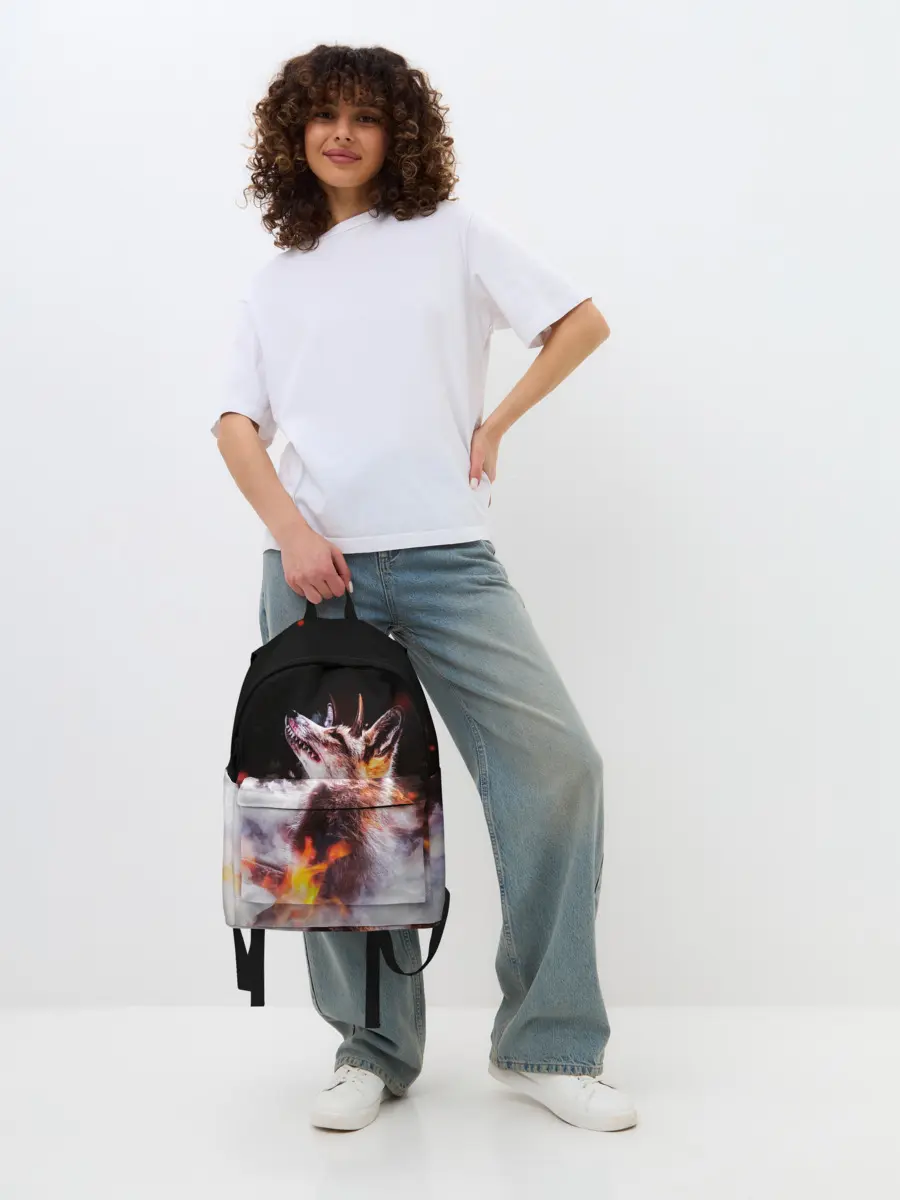 Рюкзак джинсовый / Лиса с рогами