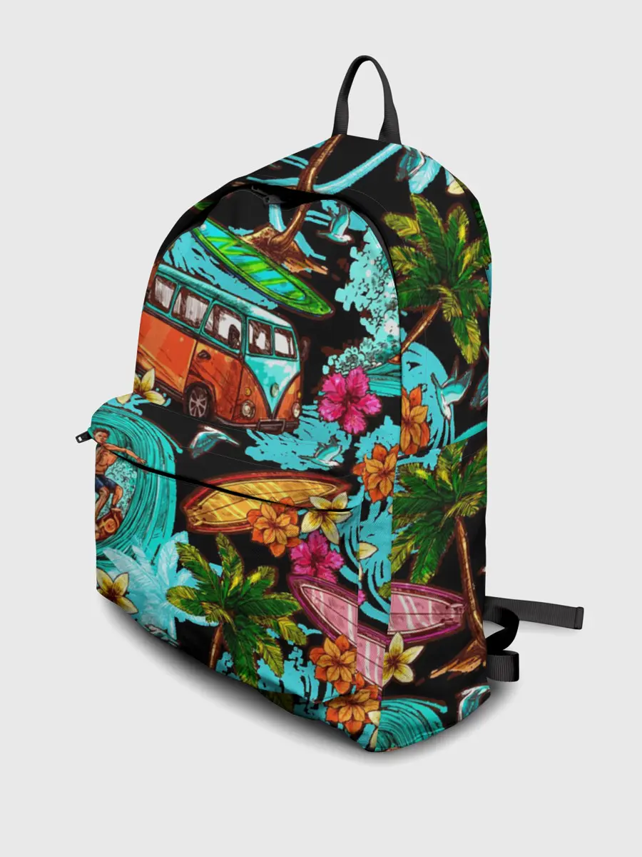 Рюкзак джинсовый / Пальмы, волны, серфинг