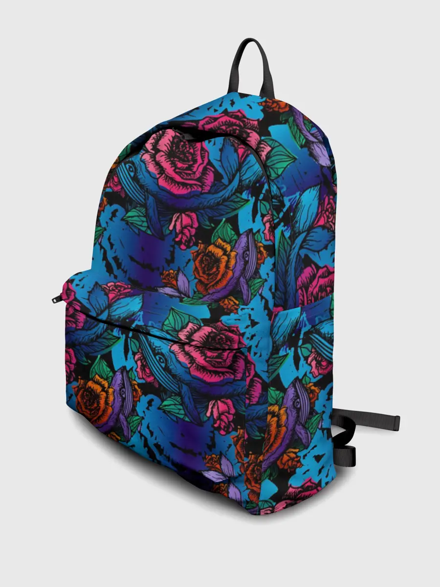 Рюкзак джинсовый / Киты и цветы