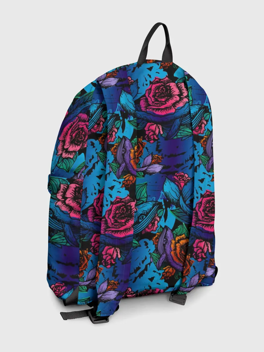 Рюкзак джинсовый / Киты и цветы